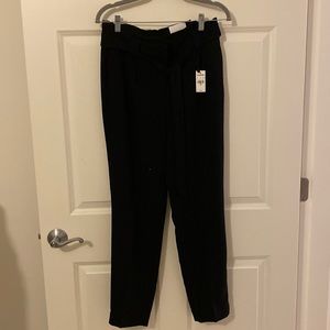 Black pants with tie belt